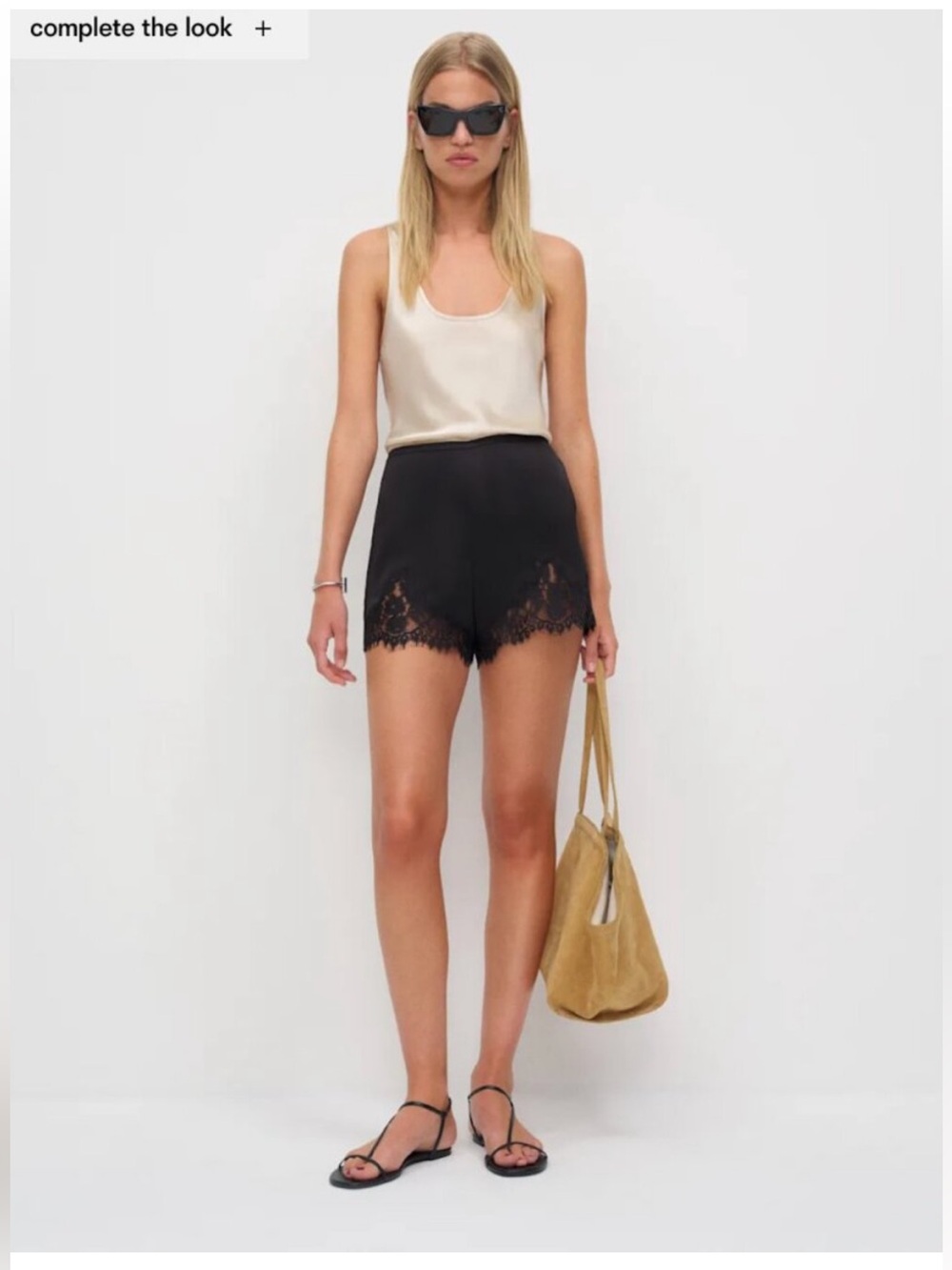 NEW Reformation Fern Black Lace Trim Satin Shorts Elastic Waist | US M |US 6